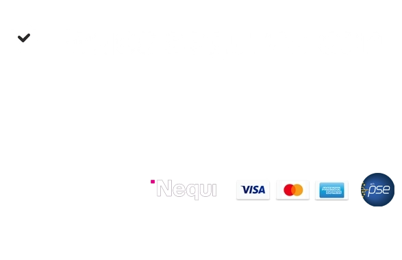 Medios de pago aceptados: Wompi, Bancolombia, Nequi, Davivienda, PSE, Boleto, SuperGIROS, Efecty, Visa, Mastercard