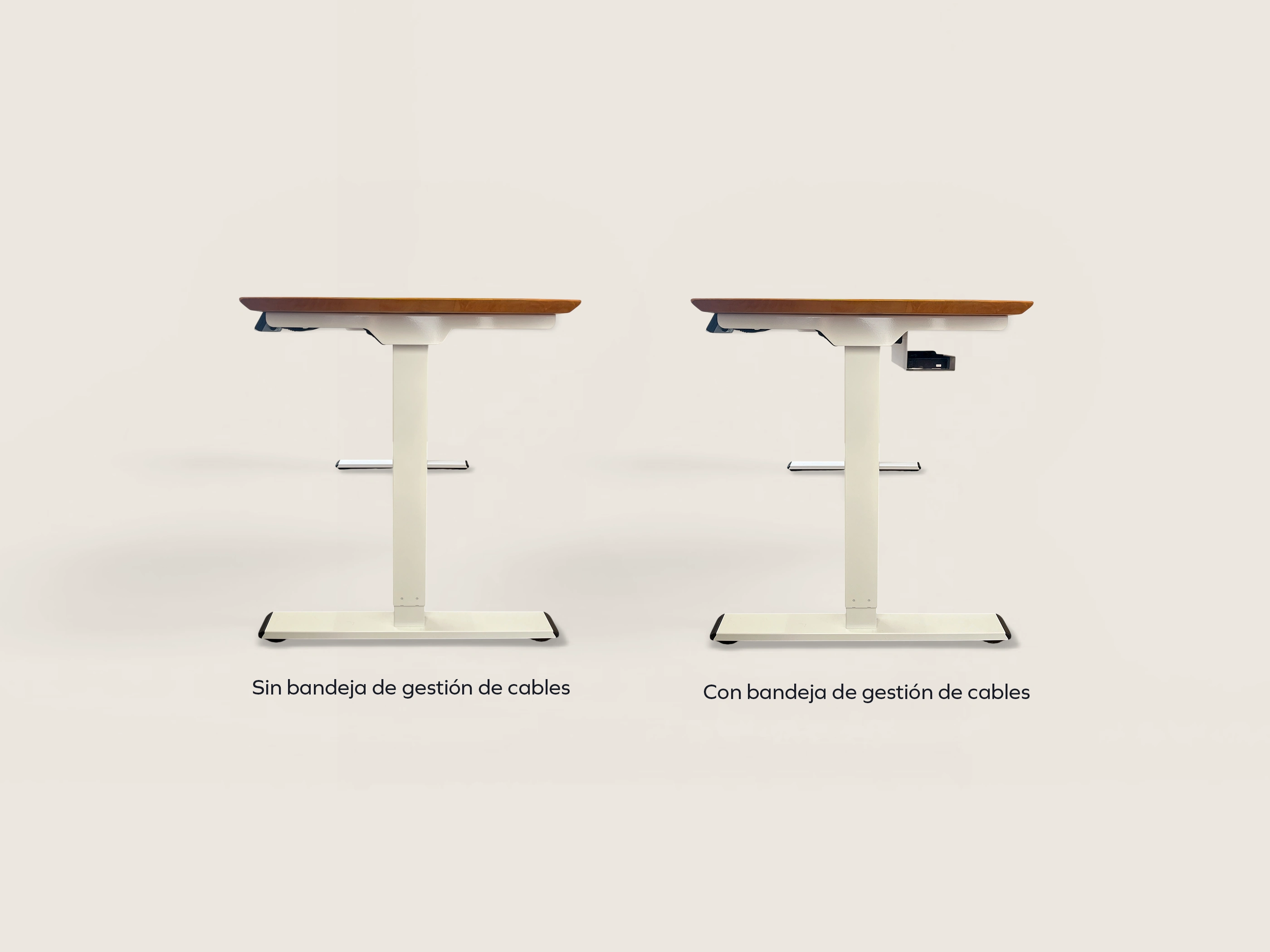 Con y sin bandeja de gestion de cables Natura